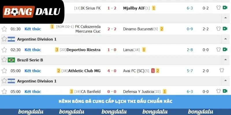 Kênh bóng đá cung cấp lịch thi đấu chuẩn xác