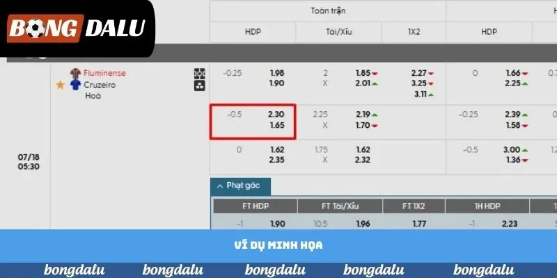 Ví dụ minh họa trong trận Fluminense vs Cruzeiro Ví dụ minh họa trong trận Fluminense vs Cruzeiro